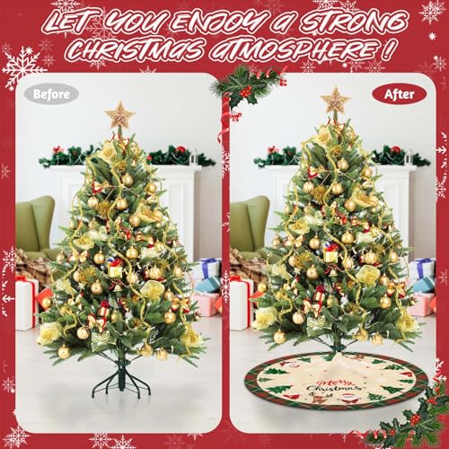 48 Inch Christmas Tree Skirt with Snowflakes & Santa Claus