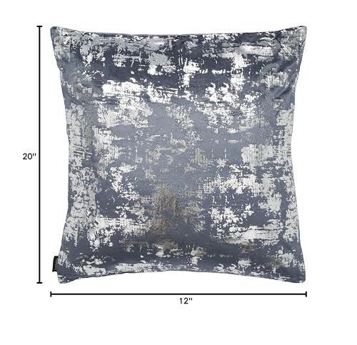 SAFAVIEH Home Collection Edmee Glam Metallic Midnight Blue/Silver 12 x 36-inch Rectangle Pillow with Insert
