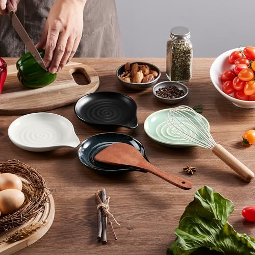 HaWare Ceramic Spoon Rest for Stove Top - 5.1" Sage Green Kitchen Holder