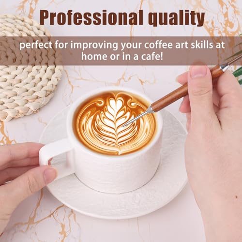 Latte Art Pen Set - 2 Stainless Steel Tools with Rosewood Handle