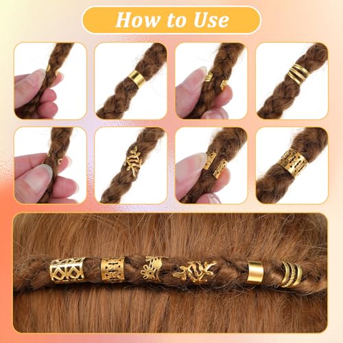Tyqour 48pcs Gold Hair Jewelry Cuffs & Clips for Braids and Locs