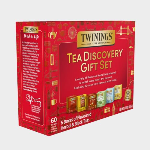Twinings Tea Discovery Gift Set 60 Count — Black & Herbal Mini Box Variety Pack