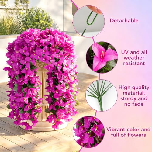Fuchsia Artificial Bougainvillea Flowers - 2 Bundles for Outdoor Decor