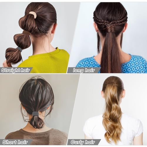 Neutral Hair Ties 100-Pack, Seamless Stretchy Ponytail Holders for Thick and Thin Hair