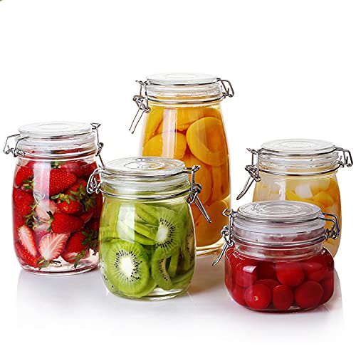 Lokusel 10oz PET Plastic Storage Jars with Airtight Hinged Lids - 2 Pack