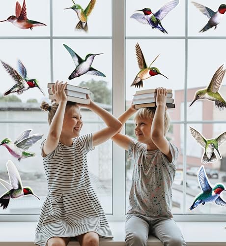 24-Pack Large Hummingbird Static Cling Window Decorations