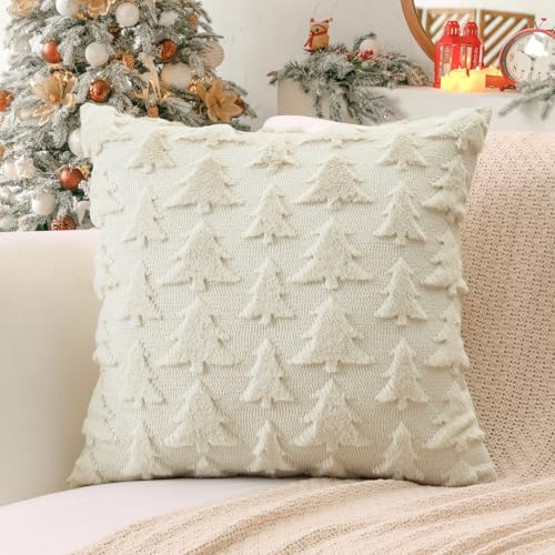 OTOSTAR 20x20 Inch Christmas Throw Pillow Cover - Soft Plush Faux Fur