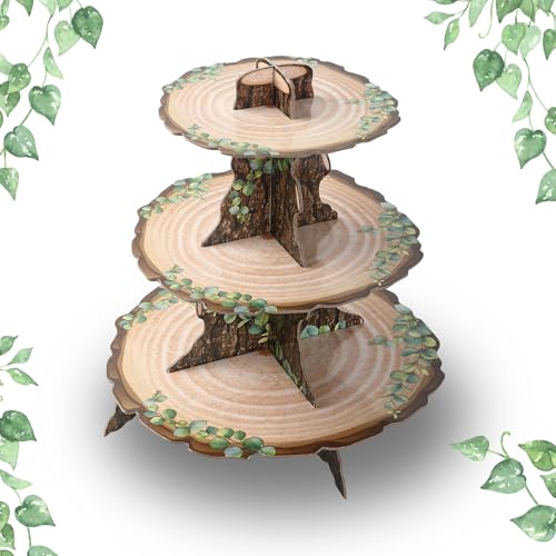 Woodland Cupcake Stand - 3-Tier Rustic Dessert Display for Baby Showers