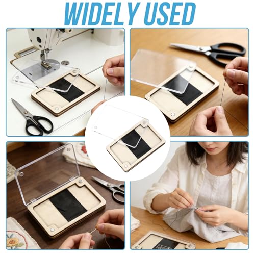 HINGTAI Wooden Magnetic Needle Holder Case with Clear Lid - 1Pcs