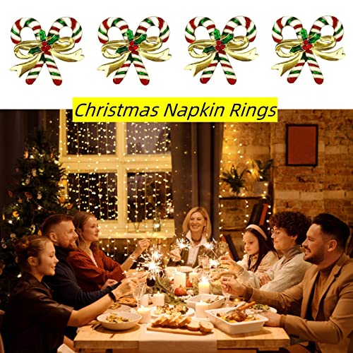 Gold Candy Cane Napkin Rings Holder Set of 8 Winter Holiday Christmas Table Decor
