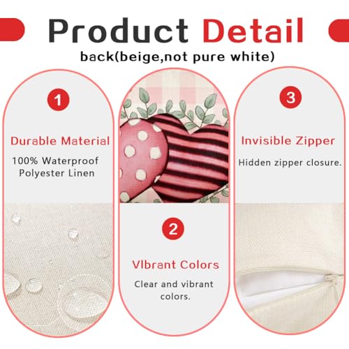 Waterproof Pink Heart Pillow Cover 12x20 for Indoor/Outdoor Use