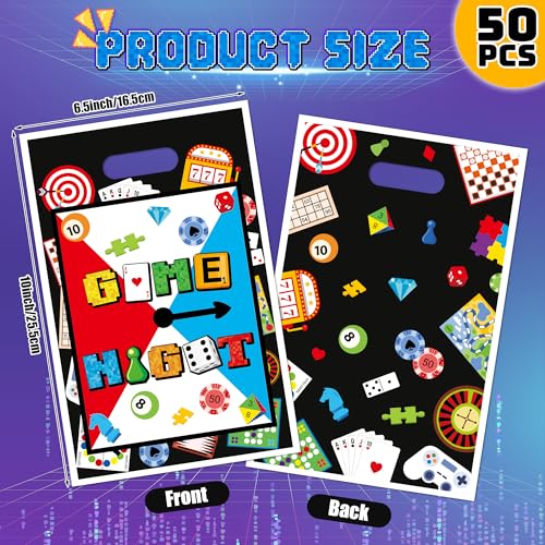 G1ngtar 50Pcs Game Night Party Favor Bags - Waterproof Plastic