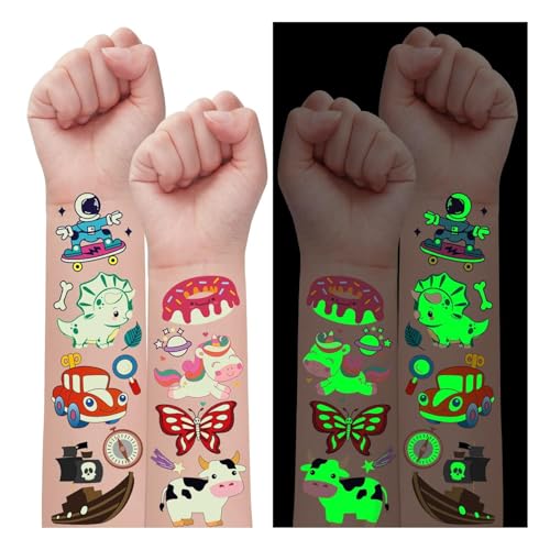 Glow in the Dark Temporary Tattoos for Kids Party Favors 30 Sheets
