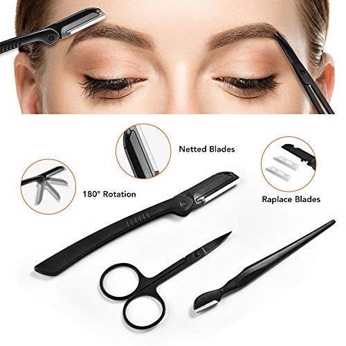 ZTRHYOO 11-in-1 Eyebrow Grooming Kit with Razors, Scissors and Tweezers