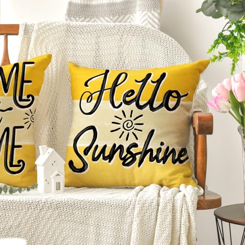 AVOIN Colorlife Home Sweet Home Daisy Throw Pillow Covers - Set of 4, 18x18 Inch