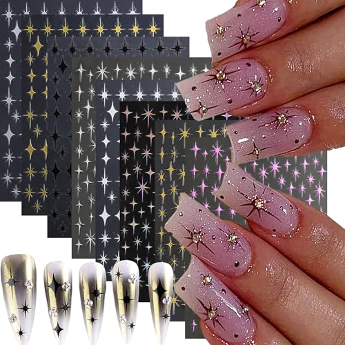8 Sheets Star Nail Art Stickers Decals 3D Self-Adhesive Manicure Supplies