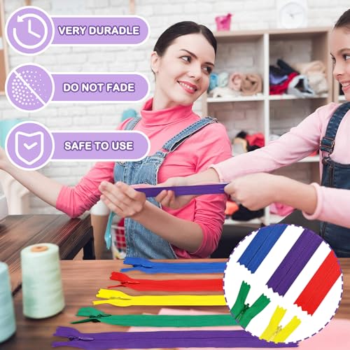 DOITEM 22-Inch Multicolor Nylon Coil Zippers for Sewing (5 Pack)