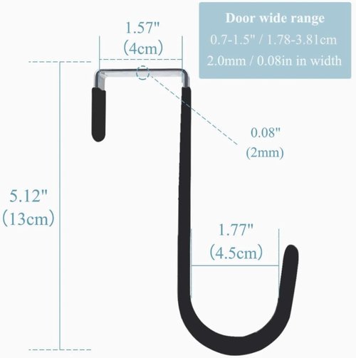 Black Wreath Hanger - Durable Carbon Steel Door Hook for Fall & Christmas Decor | 5-Inch Height