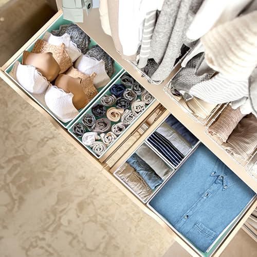 Underwear Drawer Organizer Set of 6 - 2L/2M/2S, Turquoise