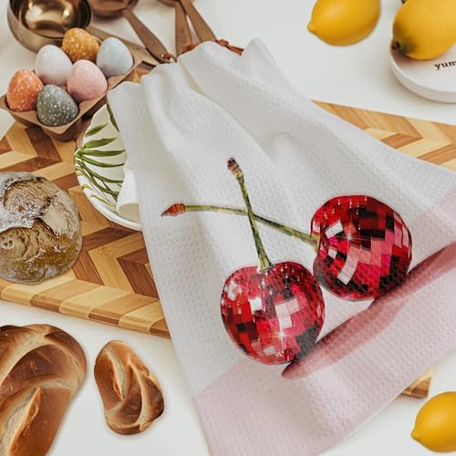 Red Cherry Decorative Kitchen Towel, 16x24 Inch Y2K Funky Hand Towel