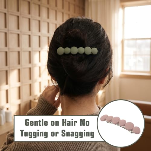 Matwsec 6 Pcs French Hair Barrettes, Vintage No-Slip Hair Clips for Thin Hair