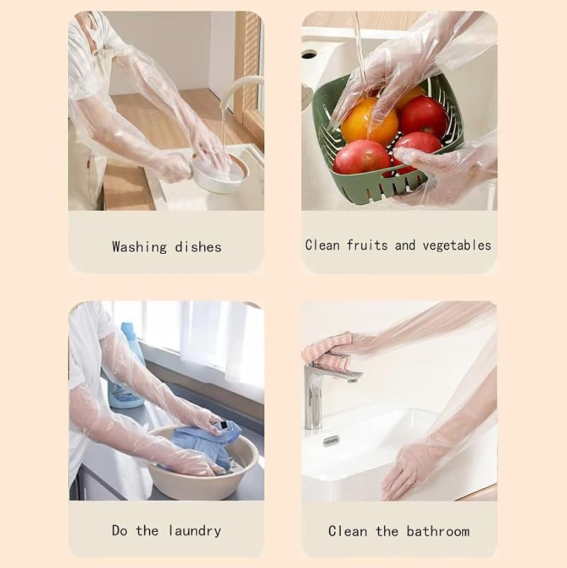 20 Pcs Long Arm Disposable Cleaning Gloves for Kitchen & Food Handling