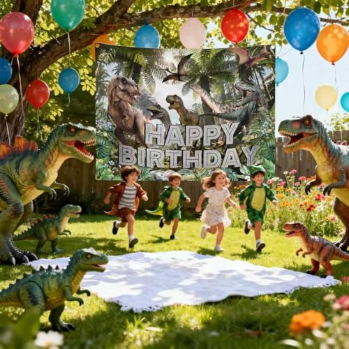 Jurassic Dinosaur Birthday Banner – 5ft x 3ft Photo Backdrop