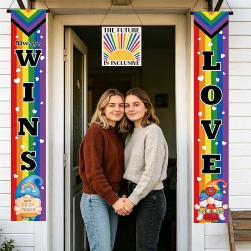 Pride Month Porch Banner Set - 3 Rainbow Signs for Outdoor Decor