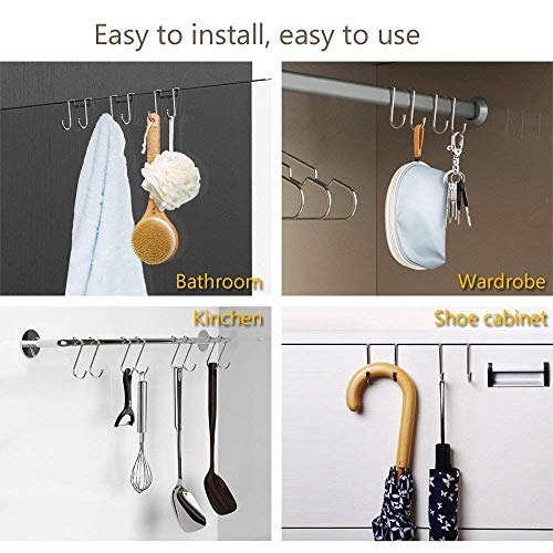 Poeland 304 Stainless Steel Over Cabinet Double Hooks - 4 Pack