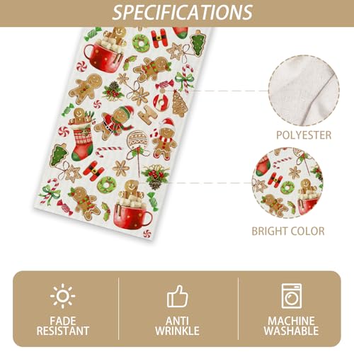 Christmas Gingerbread Table Runner 13x90 Inch Holiday Table Decor for Kitchen & Dining - Variation of Table Runner, 13" x 90"