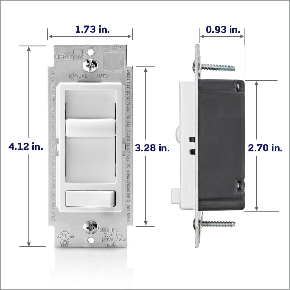 Leviton SureSlide Ceiling Fan Wall Switch, Quiet 3-Speed Fan Control, 1.5 Amps, 661F-10T, Light Almond