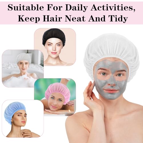 Bremorou 4-Pack Mesh Sleep Bonnets for Curly Hair & Rollers
