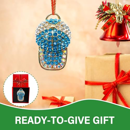 2025 Metal Baseball Cap Christmas Ornament with Rhinestones