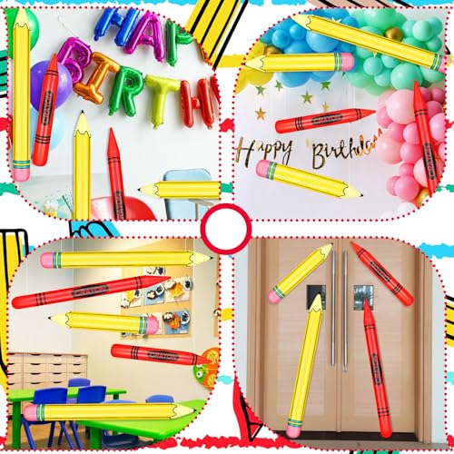 4-Pack Inflatable Crayon & Pencil Balloons for Classroom Events