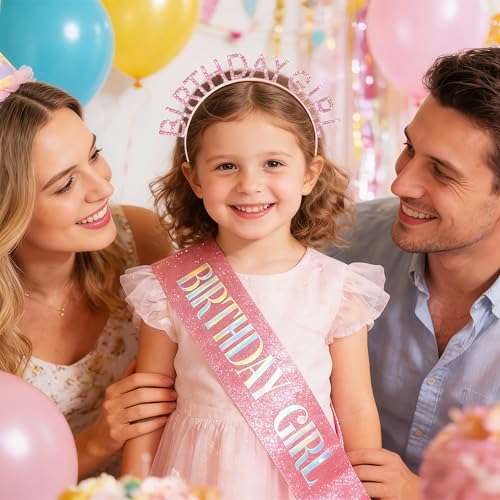 TAROSE Birthday Girl Tiara, Sash & Sunglasses Set - Rose Gold