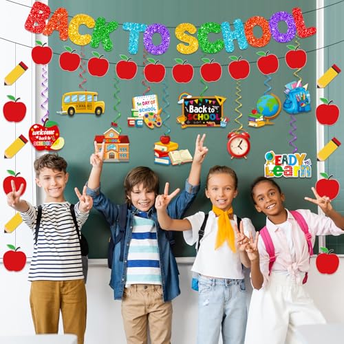 Back to School Decorations Banner with Apple Pencil Garland