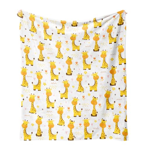 Giraffe Flannel Blanket 50x60 Inch - Soft Cozy Safari Animal Throw for Sofa & Bed - Animal Lover Gift, Variation: Giraffe / Animal Print