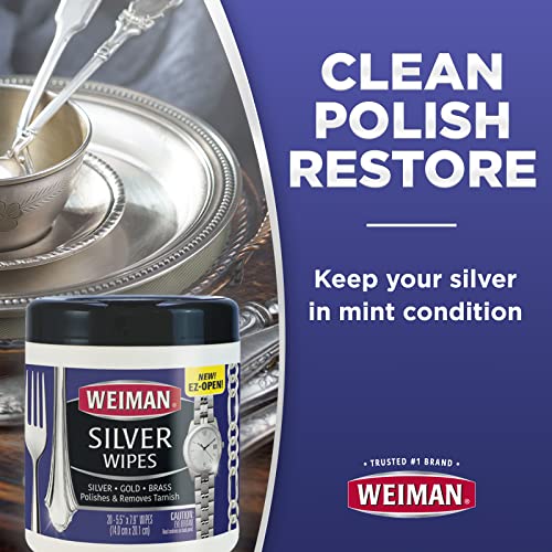 Weiman Silver Jewelry Polish Wipes - 40 Count Tarnish Remover for Metals