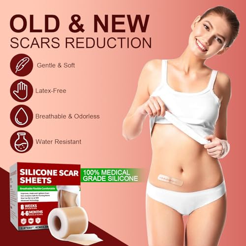 Tearich Silicone Scar Sheets - Medical Grade Scar Tape Roll for C-Section, Surgery & Burns
