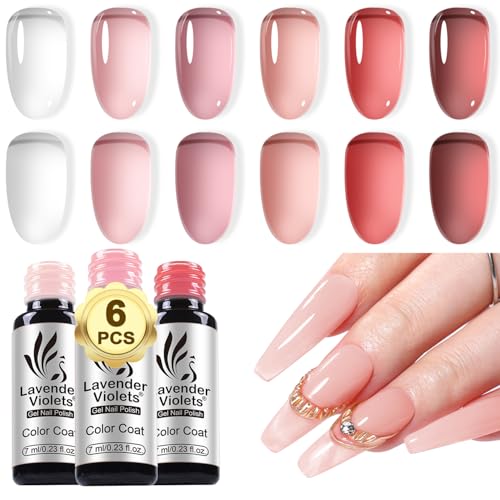 Lavender Violets Jelly Gel Nail Polish Set - 6 Transparent Colors