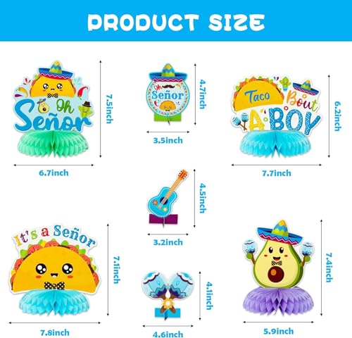 Haooryx Gender Reveal Honeycomb Centerpieces - 12Pcs Taco Theme