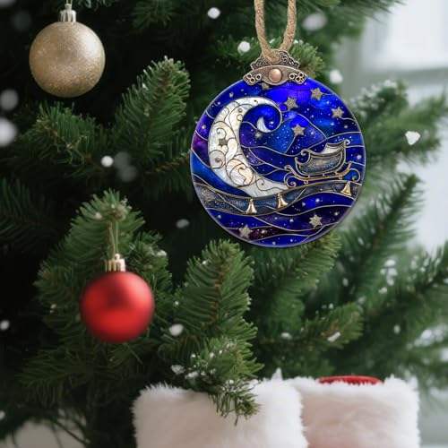 Stained Glass Christmas Star Suncatcher Ornament - 3.1x3.5 IN