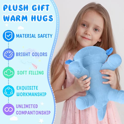 Blue Axolotl Plush Toy - 10.8-Inch Soft Stuffed Animal Pillow