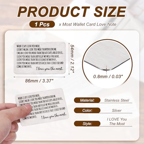 Wallet Card Love Note Engraved Silver - Love You More Keepsake