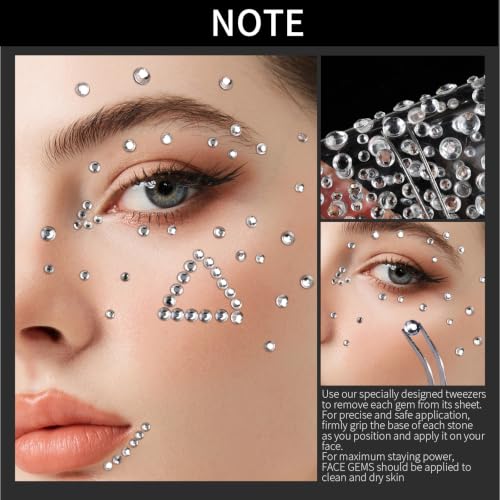 Teenitor Self-Adhesive Face Gems and Pearls for Makeup and Hair