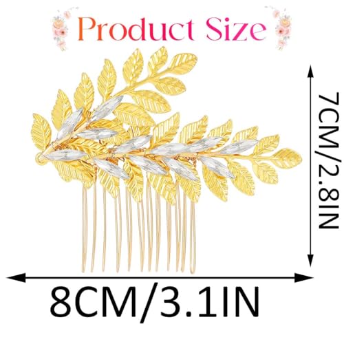 Yean Gold Leaf Laurel Bridal Hair Comb Crystal Wedding Hair Piece
