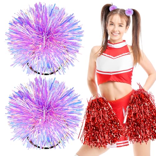 Shiny Pom Pom Hair Ties 2Pcs Fluffy Cute Elastic Ponytail Holders