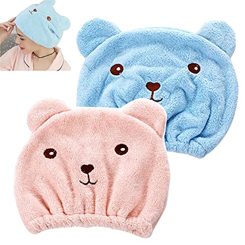Kids Hair Drying Cap with Ears - Absorbent Microfiber Turban for Shower & Spa