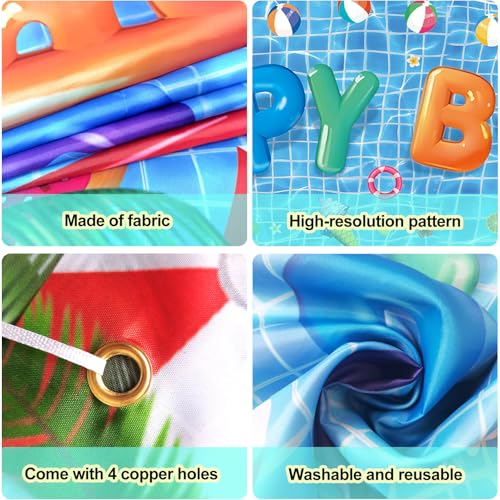 Pool Birthday Party Banner - Large 9.8ft Summer Pool Bday Decorations