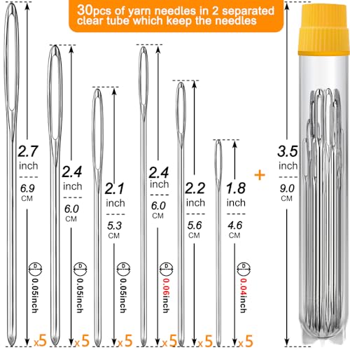 60PCS Hand Sewing Needles Set - Sharp & Blunt Stainless Steel